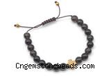 CGB9163 8mm, 10mm smoky quartz & cross hematite adjustable bracelets