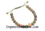 CGB9167 8mm, 10mm unakite & cross hematite adjustable bracelets