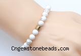 CGB9236 8mm, 10mm white howlite & drum hematite power beads bracelets