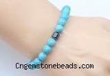 CGB9237 8mm, 10mm blue howlite & drum hematite power beads bracelets