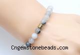 CGB9288 8mm, 10mm black rutilated quartz & drum hematite power beads bracelets