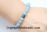 CGB9307 8mm, 10mm matte amazonite & drum hematite power beads bracelets