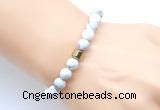 CGB9309 8mm, 10mm matte white howlite & drum hematite power beads bracelets