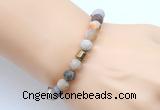 CGB9313 8mm, 10mm matte bamboo leaf agate & drum hematite power beads bracelets