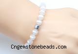 CGB9314 8mm, 10mm matte Tibetan agate & drum hematite power beads bracelets