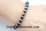 CGB9315 8mm, 10mm matte Tibetan agate & drum hematite power beads bracelets
