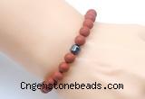 CGB9327 8mm, 10mm matte red jasper & drum hematite power beads bracelets
