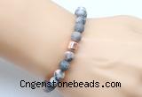 CGB9330 8mm, 10mm matte pink zebra jasper & drum hematite power beads bracelets