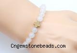 CGB9350 8mm, 10mm white jade & cross hematite power beads bracelets