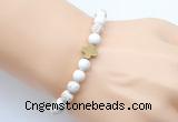 CGB9351 8mm, 10mm white howlite & cross hematite power beads bracelets