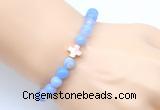 CGB9371 8mm, 10mm blue banded agate & cross hematite power beads bracelets