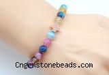 CGB9373 8mm, 10mm colorful banded agate & cross hematite power beads bracelets