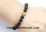 CGB9384 8mm, 10mm black agate & cross hematite power beads bracelets