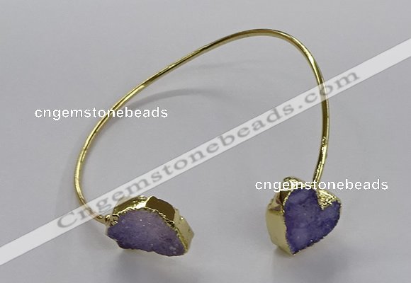 CGB939 15*20mm - 16*16mm freeform & heart druzy agate bangles