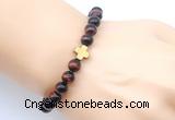 CGB9393 8mm, 10mm red tiger eye & cross hematite power beads bracelets