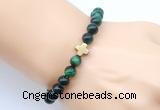 CGB9398 8mm, 10mm green tiger eye & cross hematite power beads bracelets