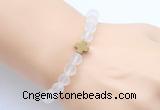 CGB9416 8mm, 10mm matte white crystal & cross hematite power beads bracelets