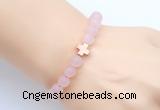 CGB9417 8mm, 10mm matte rose quartz & cross hematite power beads bracelets