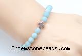 CGB9423 8mm, 10mm matte amazonite & cross hematite power beads bracelets