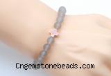 CGB9427 8mm, 10mm matte grey agate & cross hematite power beads bracelets