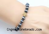 CGB9431 8mm, 10mm matte Tibetan agate & cross hematite power beads bracelets