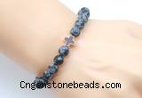 CGB9433 8mm, 10mm matte snowflake obsidian & cross hematite power beads bracelets