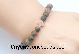 CGB9435 8mm, 10mm matte unakite & cross hematite power beads bracelets