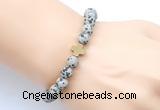 CGB9450 8mm, 10mm matte dalmatian jasper & cross hematite power beads bracelets