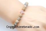 CGB9453 8mm, 10mm matte picture jasper & cross hematite power beads bracelets