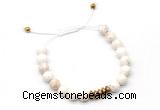 CGB9461 8mm, 10mm white howlite & rondelle hematite adjustable bracelets