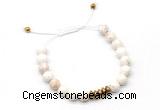 CGB9461 8mm, 10mm white howlite & rondelle hematite adjustable bracelets