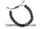 CGB9468 8mm, 10mm black lava & cross hematite adjustable bracelets