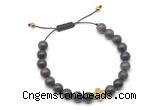 CGB9472 8mm, 10mm coffee wooden jasper & cross hematite adjustable bracelets