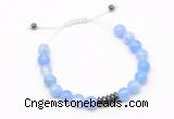 CGB9481 8mm, 10mm blue banded agate & rondelle hematite adjustable bracelets