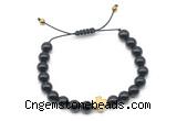 CGB9494 8mm, 10mm black agate & cross hematite adjustable bracelets