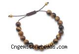 CGB9500 8mm, 10mm yellow tiger eye & rondelle hematite adjustable bracelets