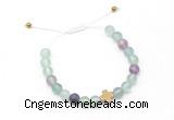 CGB9530 8mm, 10mm matte fluorite & cross hematite adjustable bracelets