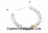 CGB9538 8mm, 10mm matte white crazy lace agate & cross hematite adjustable bracelets