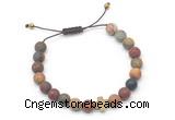 CGB9554 8mm, 10mm matte picasso jasper & cross hematite adjustable bracelets