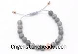 CGB9558 8mm, 10mm matte grey picture jasper & cross hematite adjustable bracelets