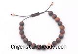 CGB9566 8mm, 10mm matte red tiger eye & cross hematite adjustable bracelets