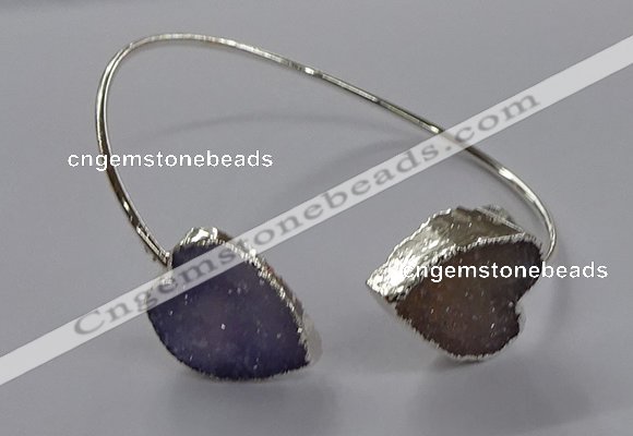 CGB959 15*15mm - 18*18mm heart druzy agate bangles wholesale