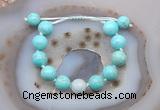 CGB9604 12mm round blue howlite & aquamarine adjustable bracelets