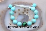 CGB9611 12mm round blue howlite & green tiger eye adjustable bracelets