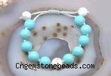 CGB9617 12mm round blue howlite & white howlite adjustable bracelets