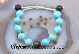 CGB9624 12mm round blue howlite & golden obsidian adjustable bracelets