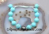 CGB9625 12mm round blue howlite & eagle eye jasper adjustable bracelets