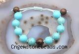 CGB9627 12mm round blue howlite & bronzite adjustable bracelets