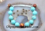 CGB9628 12mm round blue howlite & picasso jasper adjustable bracelets