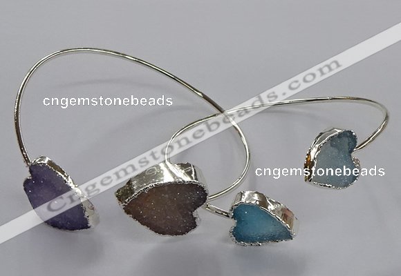 CGB965 15*15mm - 18*18mm heart druzy agate bangles wholesale